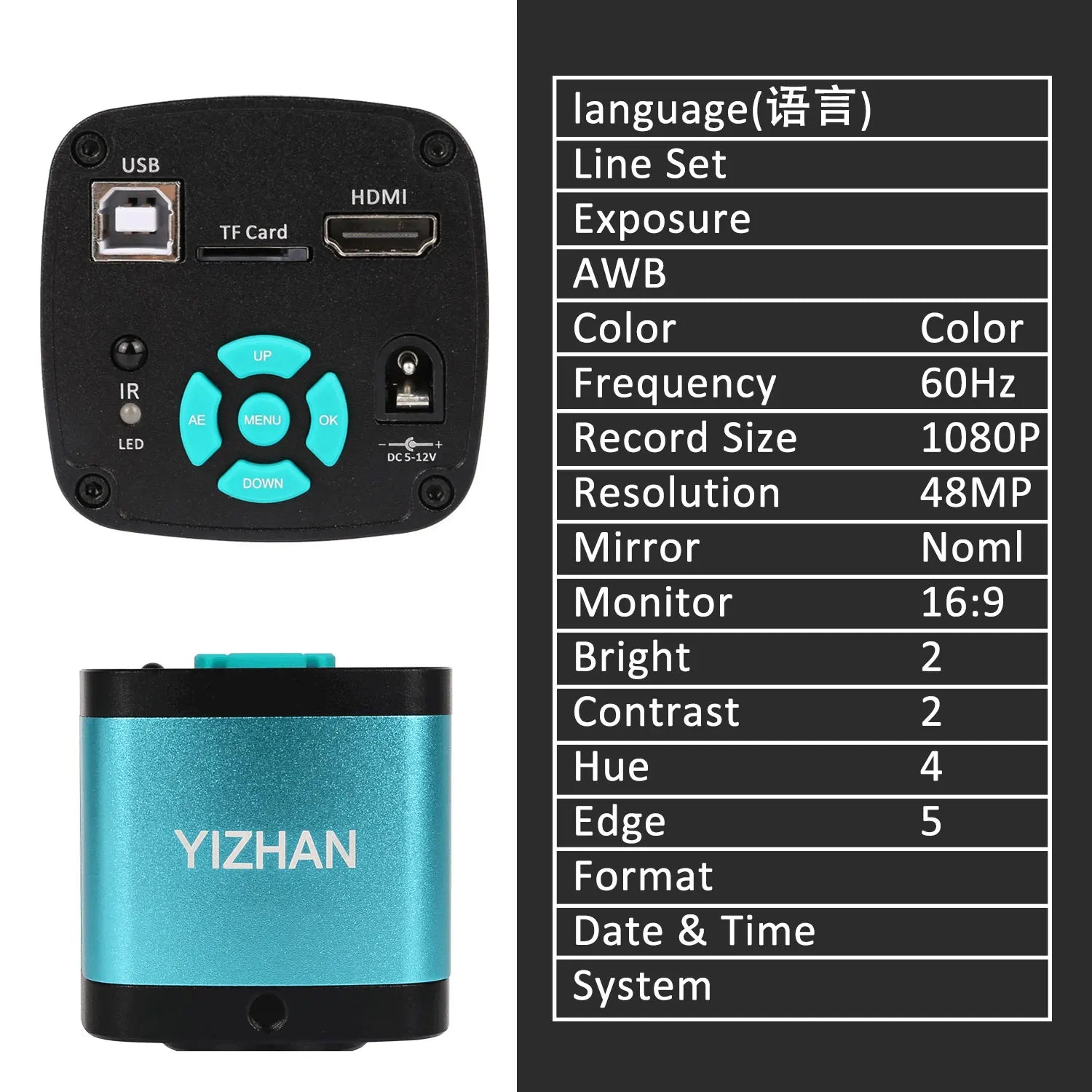 Industriële Microscoop Camera, HDMI/USB/VGA Connectiviteit, 1-150X/180X Zoom Bereik