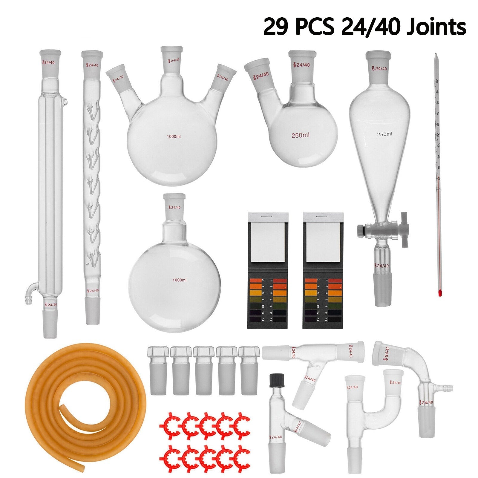 Laboratorium Glaswerk Set, 24/40 Gewrichten, Borosilicaatglas