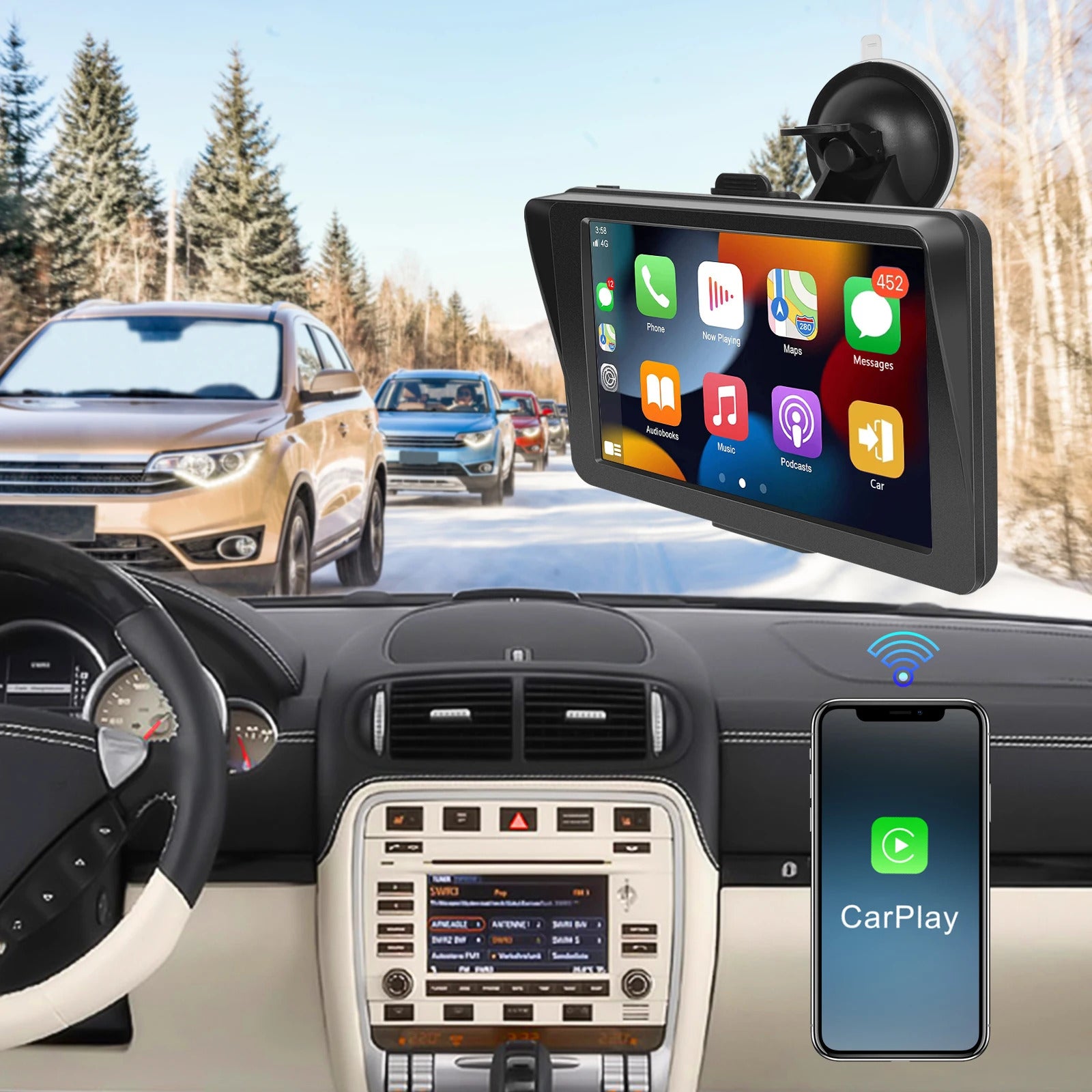 Auto Monitor, AirPlay Radio, HD Draadloze Carplay