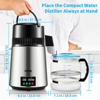 Water Distilleerder Zuiveraar, 1 L/H Distilleersnelheid, Touchscreen