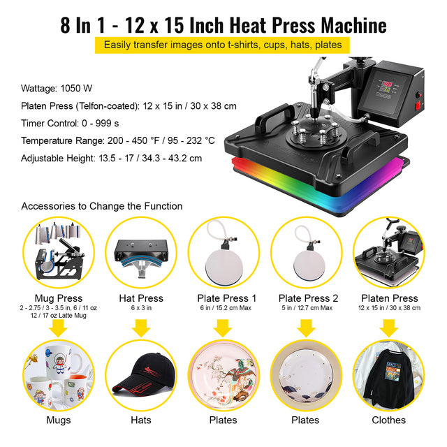 Hittepersmachine, 360° Zwenkarm, Nauwkeurige Temperatuurregeling