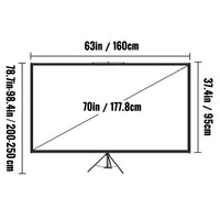 4K HD-projectorscherm 70 inch 16:9 - 160° kijkhoek, aluminium standaard