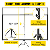 90-inch statiefprojectorscherm 16:9 4K HD - kijkhoek van 160°, aluminium standaard