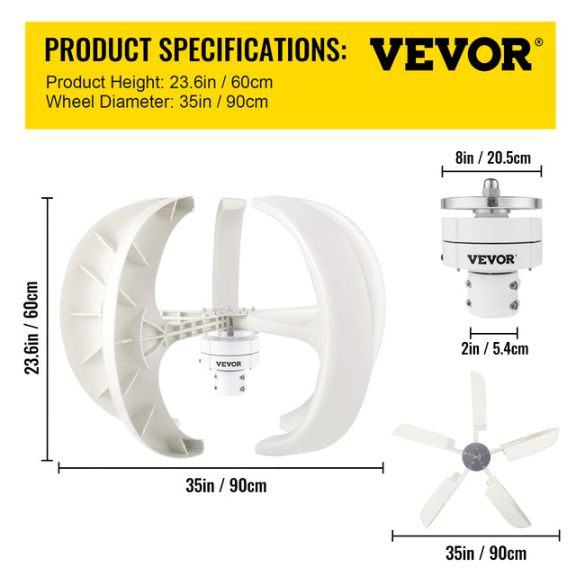 Verticale As Windturbine, 12V, Alternatieve Energie Generator