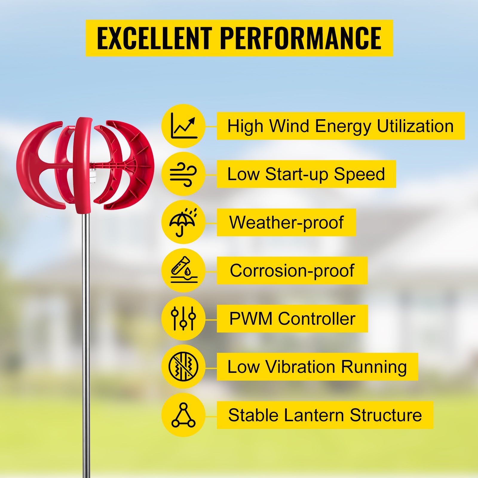 Verticale As Windturbine, 12V, Alternatieve Energie Generator